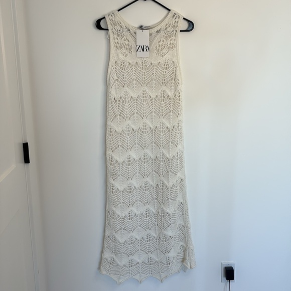 Zara Openwork Knit Midi Dress - Picture 2 of 8